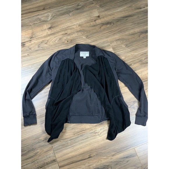 Lucky Brand Womens Drape Open Cardigan Blazer Jacket Gray Black Size S Pockets - Picture 1 of 8